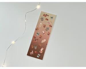 this cute fall bookmark has a brown ombre background with fall theme prints