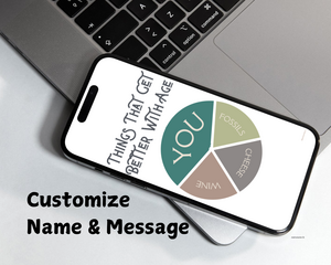 Earth tone color wheel with things that get better with age header against a white back ground, on a cell phone