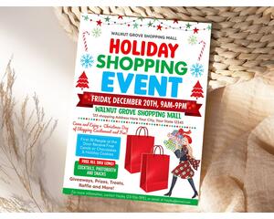 Holiday Pop-Up Shopping Event Editable Flyer