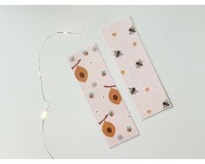 bumble bee bookmark set has 2 page holders both has light pink backgrounds and are laminated