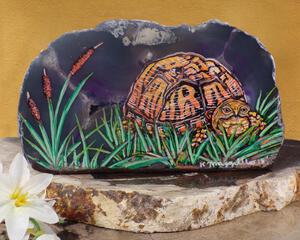 Purple Quartz Box Turtle Candle Holder