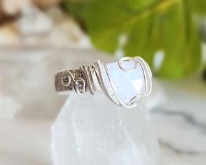 Rainbow Moonstone Sterling Silver Ring