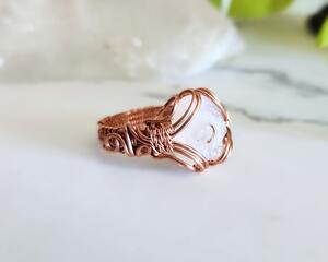 Chalcedony Rose Copper Ring
