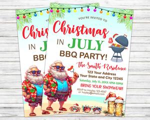 BBQ Pool Party Invite for Christmas in July