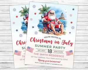 Hilarious Christmas in July Summer Party Invite
