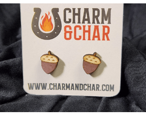 acorn wood stud earring