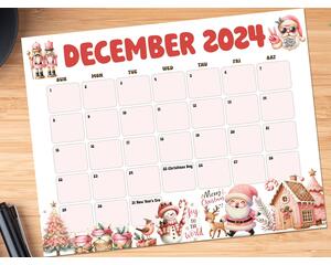 Vintage Whimsical December Calendar Printable