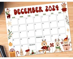 Vintage December Calendar Printable