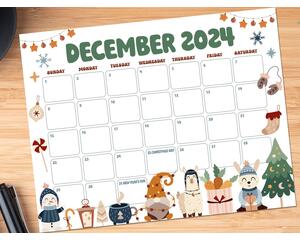 Retro December Calendar with Cute Style