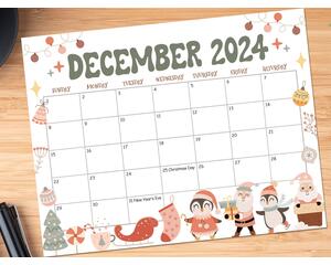 Cute Whimsical December Calendar Printable