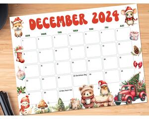 Vintage Retro December Calendar