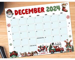 Cute Retro December Calendar with Fun Design