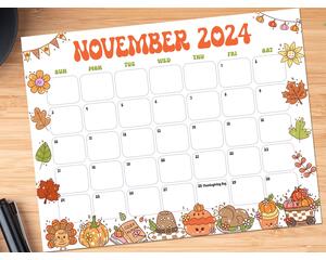 Whimsical Retro November Calendar