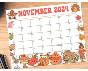 Retro Vintage November Calendar Printable