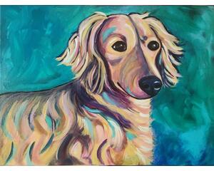 Dachshund dog pet portrait painting