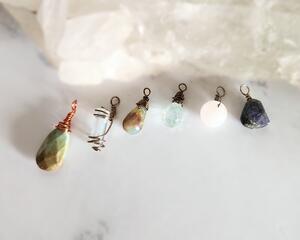 Mixed Gemstone Lot Copper and Steel Wire Wrapped Drop Charms