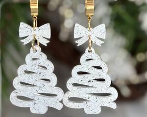 White Christmas tree earrings