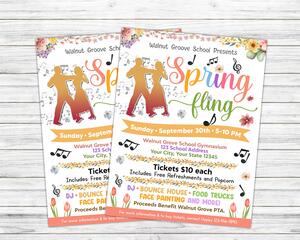 Customizable Spring Fling Invitation for School Dance and Fundraiser Event