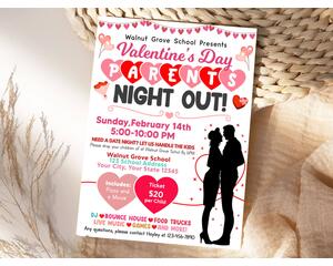 Editable Valentine's Day Flyer Template for Parent's Night Out