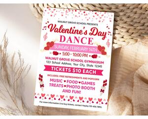 Customizable Valentine's Day School Dance Flyer Template