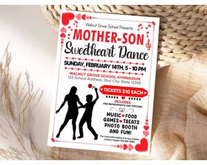 Customizable Mother Son Valentine's Dance Flyer Template