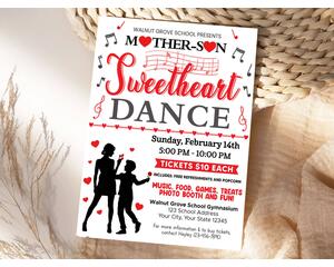 Editable Valentine's Day School Mother Son Sweetheart Dance Flyer