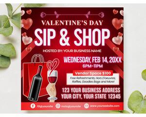 Editable Valentine’s Day Sip and Shop Event Flyer