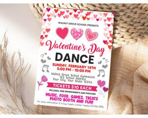 Editable Valentine's School Dance Invitation Flyer Template