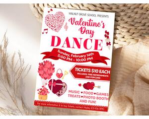 DIY Valentine's Day Sweetheart Dance Flyer Template