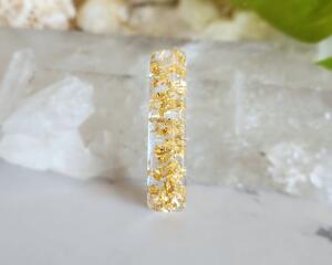 Long Gold Leaf Pendant for Jewelry or Keychain Making