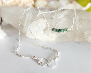 Sterling Silver Emerald Gemstone Necklace