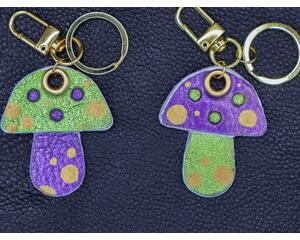 Delightfully designed handcrafted leather Mushroom Keychain