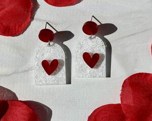 Red Heart Dangle Earrings