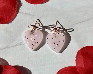 Glitter heart with bow earrings