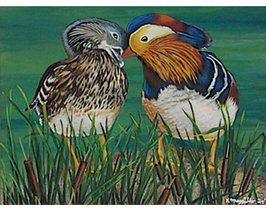 Two Mallard Ducks Painting "This Is Love"