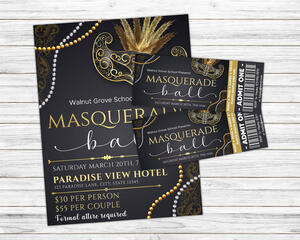 DIY Masquerade Ball Junior Senior Prom Ticket and Flyer Bundle Template