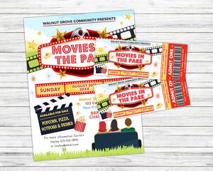 Editable Movie In The Park Ticket and Flyer Bundle Template