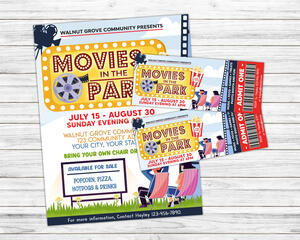 DIY Outdoor Movie Night Ticket & Flyer Bundle Template