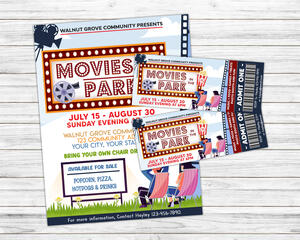 Customizable Movies in the Park Ticket and Flyer Bundle Template