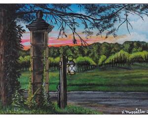 Winery Landscape Painting, "Summer's Evening Guiding Light"