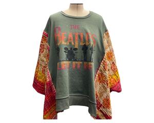 Ladies oversized sweatshirt that has added Kantha cotton sleeves