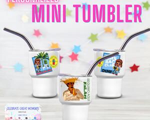 Personalized Mini Stainless Steel Tumbler Shot Glass with lid, straw, Custom, Funny, and Personalized Options. Great gift ideas for Weddings, bachelorette Parties, milestone birthdays, friend trip, or other occasions. conejo malo, dtmf, concho benito