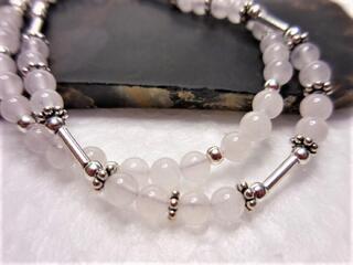 Rose Quartz Multi Strand Bracelet with Sterling Heart Clasp