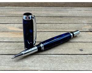 Blue and purple rollerball pen