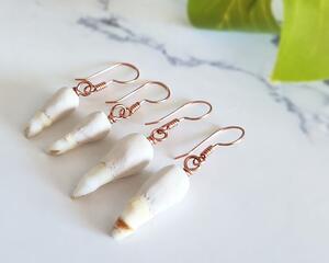 Alligator Teeth Polymer Clay Copper Earrings
