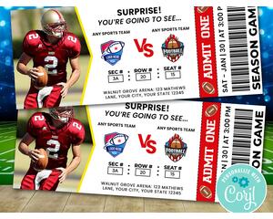 Customizable Football Sports Game Event Ticket Stub Template
