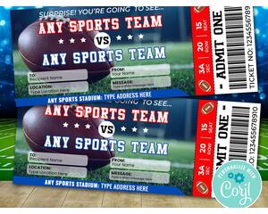 DIY Football Sports Surprise All-Purpose Game Event Ticket Template