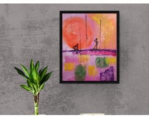 Example of what the painting would look like hanging and framed in a furnished setting. Painting is sold unframed.