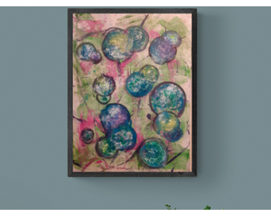 Example of what the painting would look like hanging and framed in a furnished setting. Painting is sold unframed.