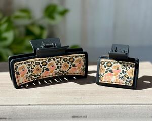 Floral Leopard Print Claw Hair Clip Set